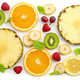 various fresh fruit slices Stock Photo by magone