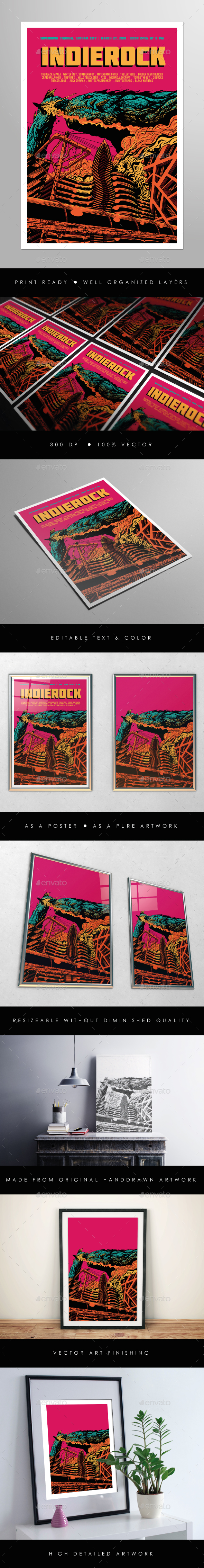 Indie Rock Vol. 10 Flyer Poster - Concerts Events