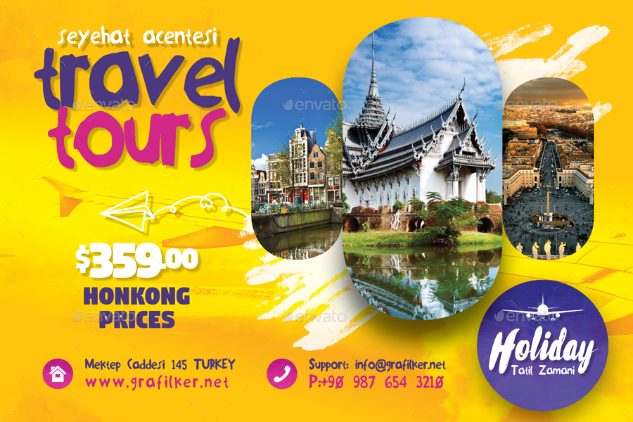 Travel Tours Postcard Templates