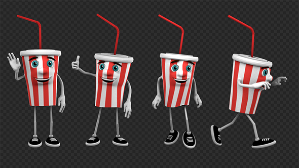 Fast Food Paper Cup Cartoon Mascot (4-Pack)
