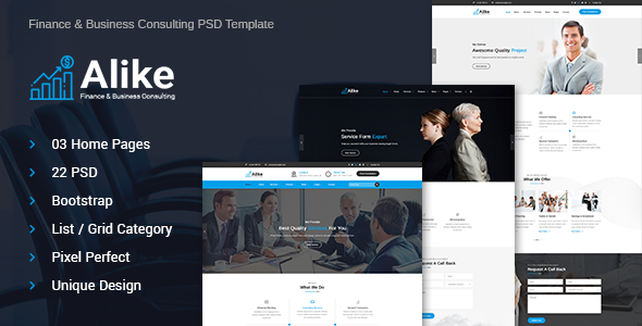 Alike Finance and Business Consultancy Psd Template - Business Corporate
