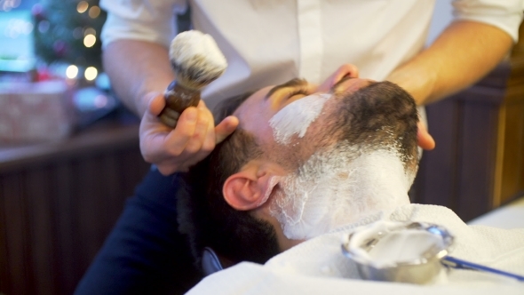 Bearded Man Getting Beard Haircut and Shaved alt