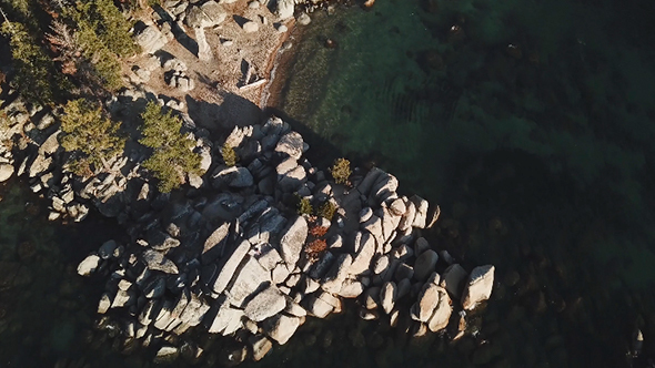 Looking Down at Clear Water Rocky Beach