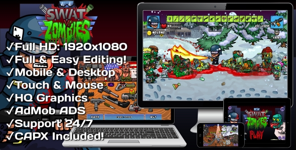 Tank Defender - HTML5 Game, Mobile Version+AdMob!!! (Construct 3 | Construct 2 | Capx) - 9