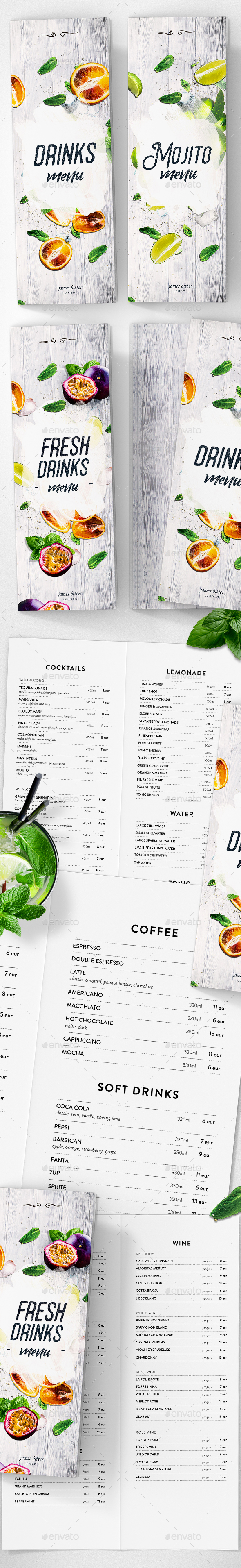 Drinks Menu - Food Menus Print Templates