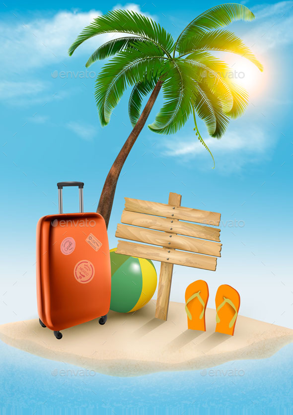 Seaside Vacation Vector - Travel Conceptual