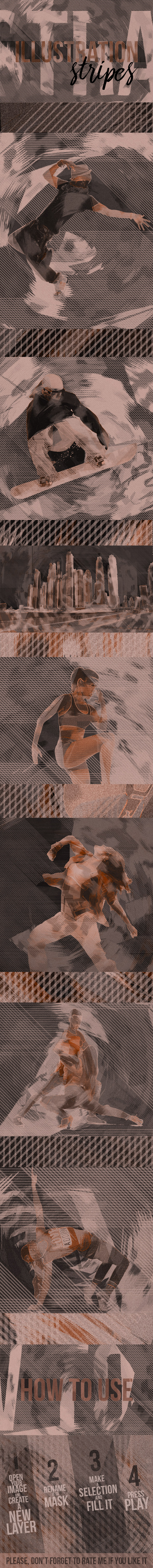 Illustration Stripes Photoshop Action - Photo Effects Actions