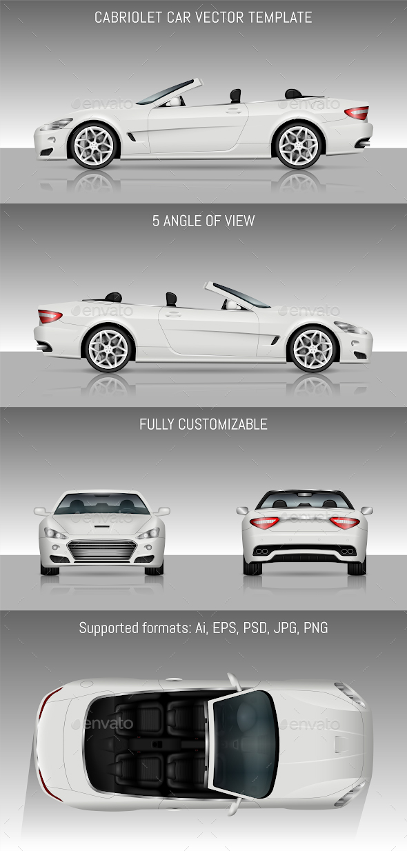 Cabriolet Car Vector Template - Man-made Objects Objects