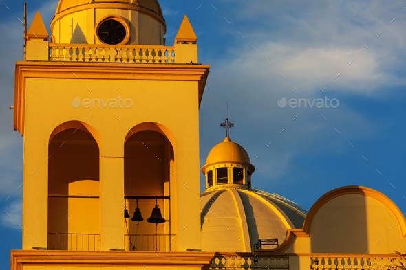 Colonial architecture in El Salvador - Stock Photo - Images