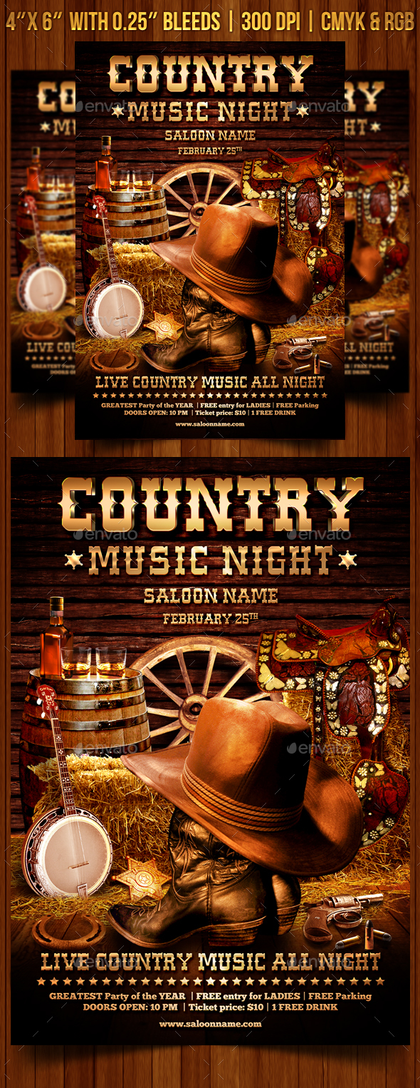 Country Music Flyer Template - Clubs & Parties Events