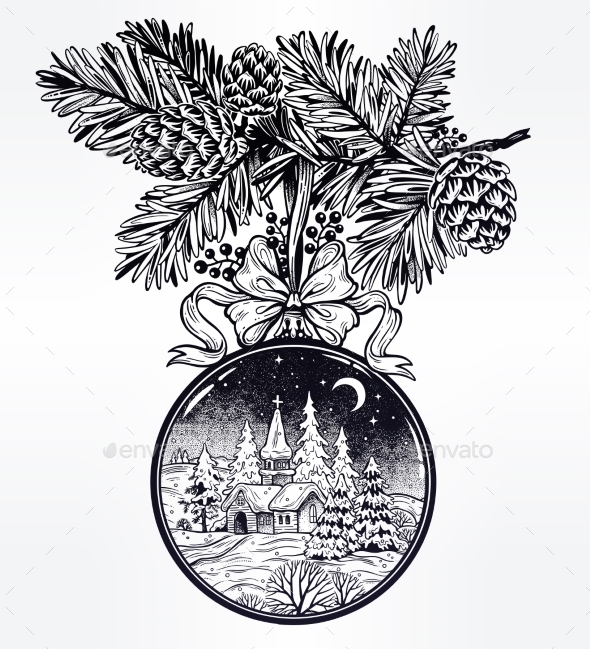 Ornate Merry Christmas Greetings - Christmas Seasons/Holidays