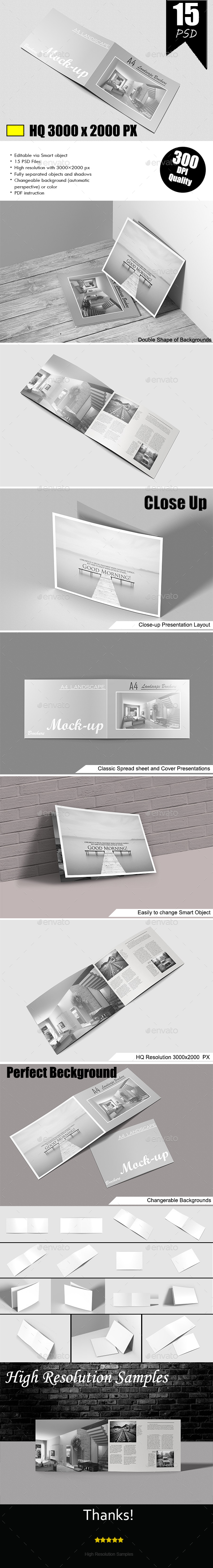 A4 Landscape Brochure Mock-Up - Brochures Print