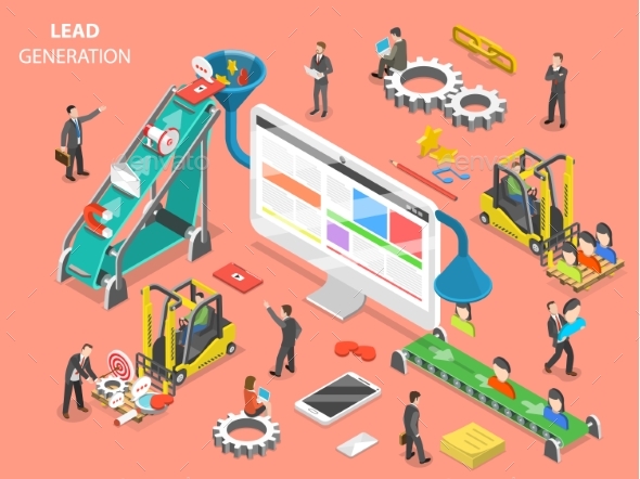 Lead Generation Flat Isometric Vector Concept - Concepts Business