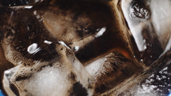 Ice Cubes in a Drink with a Lot of Air Bubbles