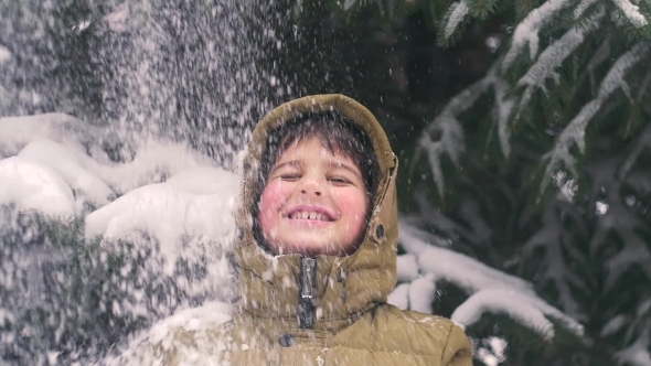 the Boy Rejoices at the Snow Falling on Him