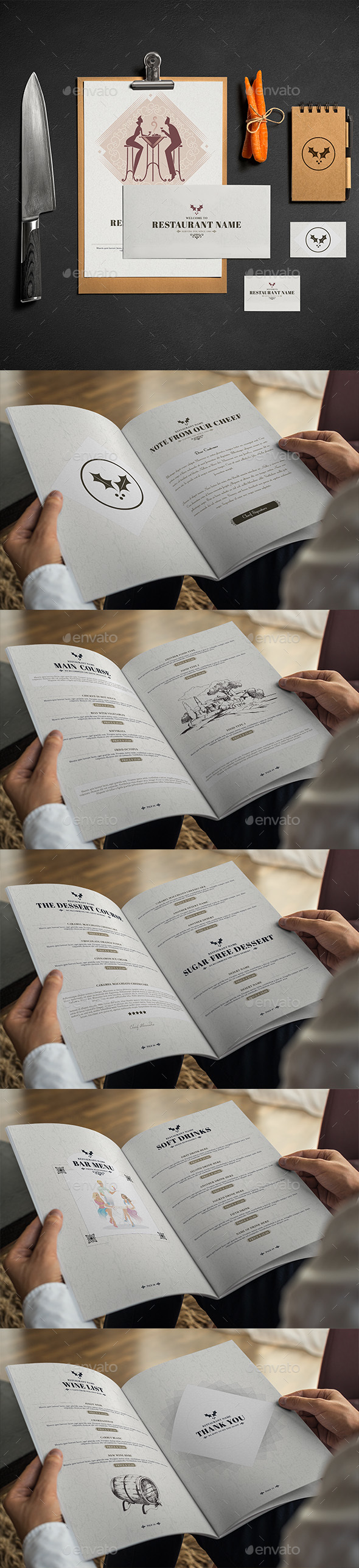 Classic And Elegant Restaurant Menu - Food Menus Print Templates