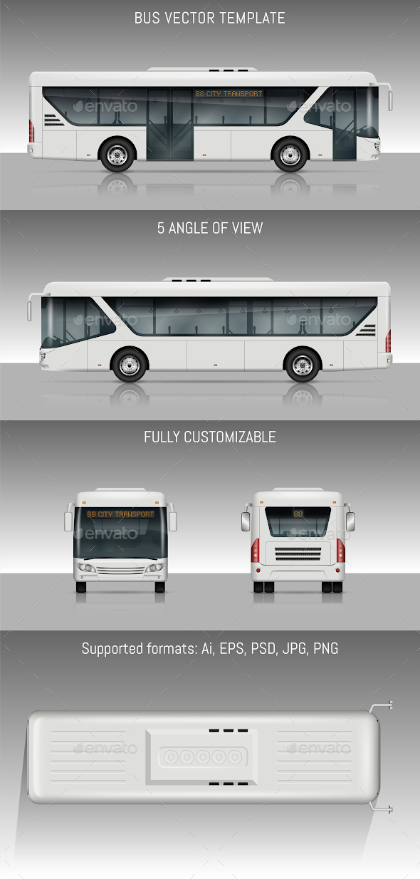 City Bus Vector Template - Man-made Objects Objects