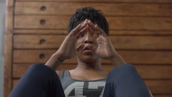 Young Perfect Fitting Mixed Race Woman During Her Abs Routine in Sunny Loft alt