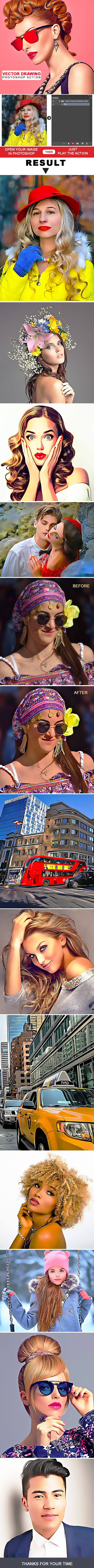 Vector Drawing Photoshop Action - Photo Effects Actions