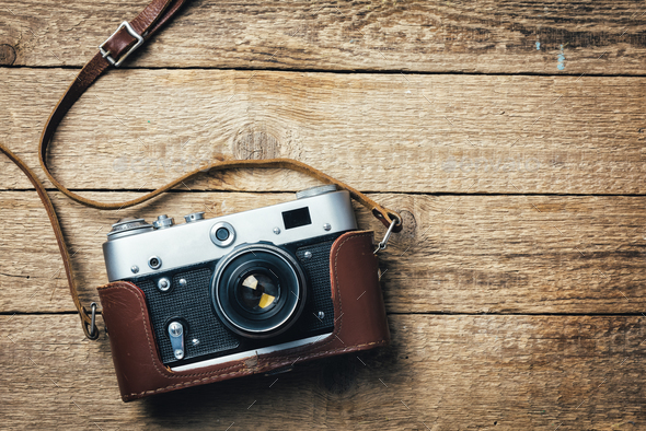 Old vintage film photo camera Stock Photo by ivankmit