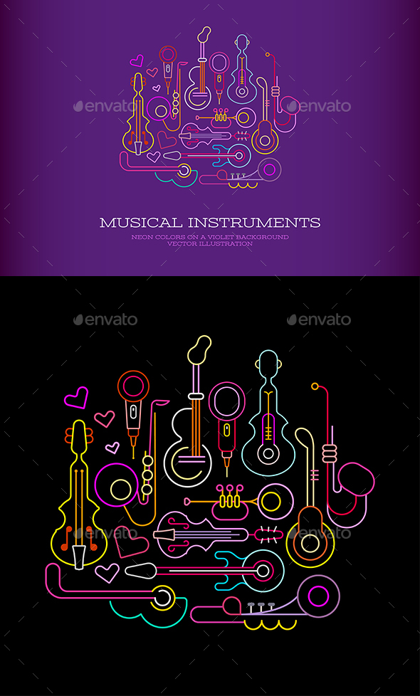 Musical Instruments Neon - Abstract Conceptual