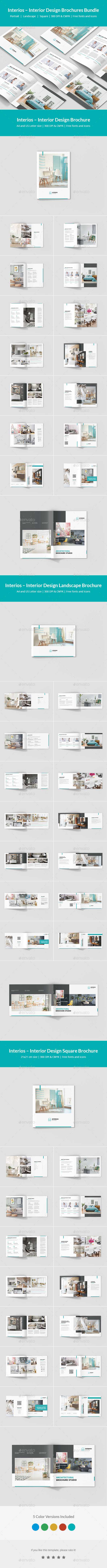 Interios – Interior Design Brochures Bundle Print Templates 3 in 1 - Corporate Brochures