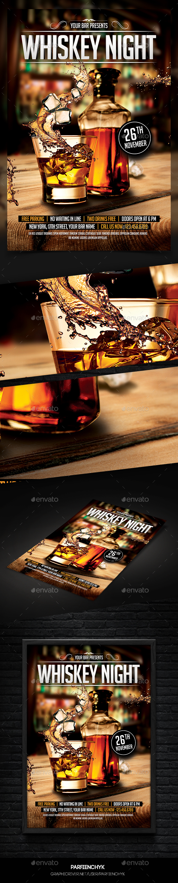 Whiskey Night Flyer Template - Clubs & Parties Events