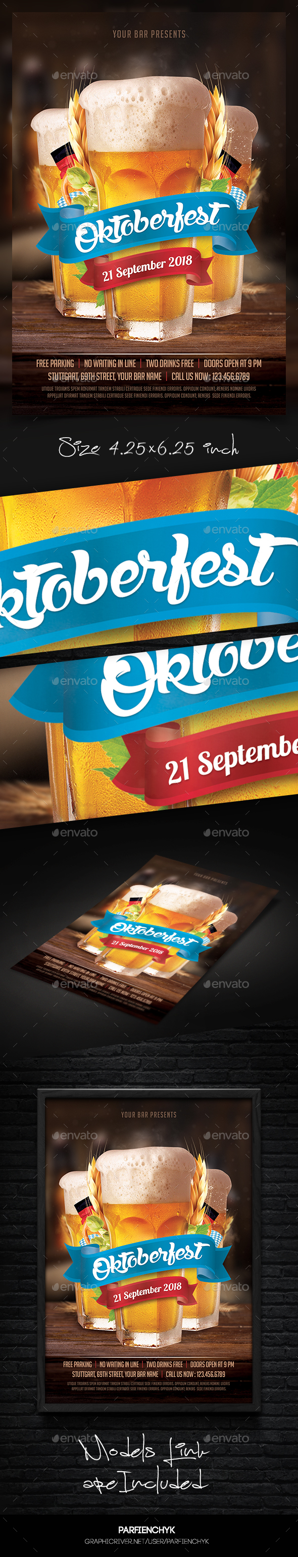 Oktoberfest Beer Party Flyer Template - Clubs & Parties Events