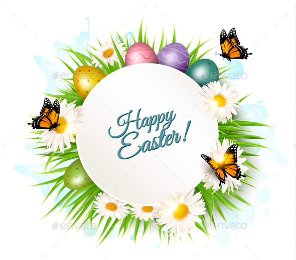 Holiday Gift Card With Easter Eggs and Daisies - Miscellaneous Seasons/Holidays