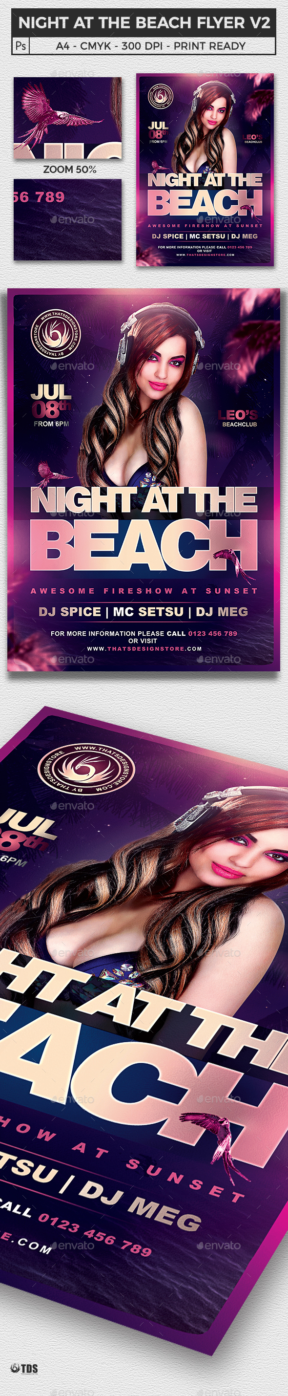 Night at the Beach Flyer Template V2 - Clubs & Parties Events