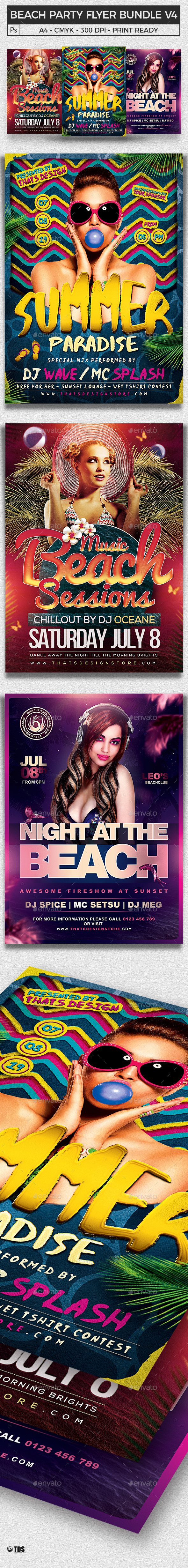 Beach Party Flyer Bundle V4 - Clubs & Parties Events