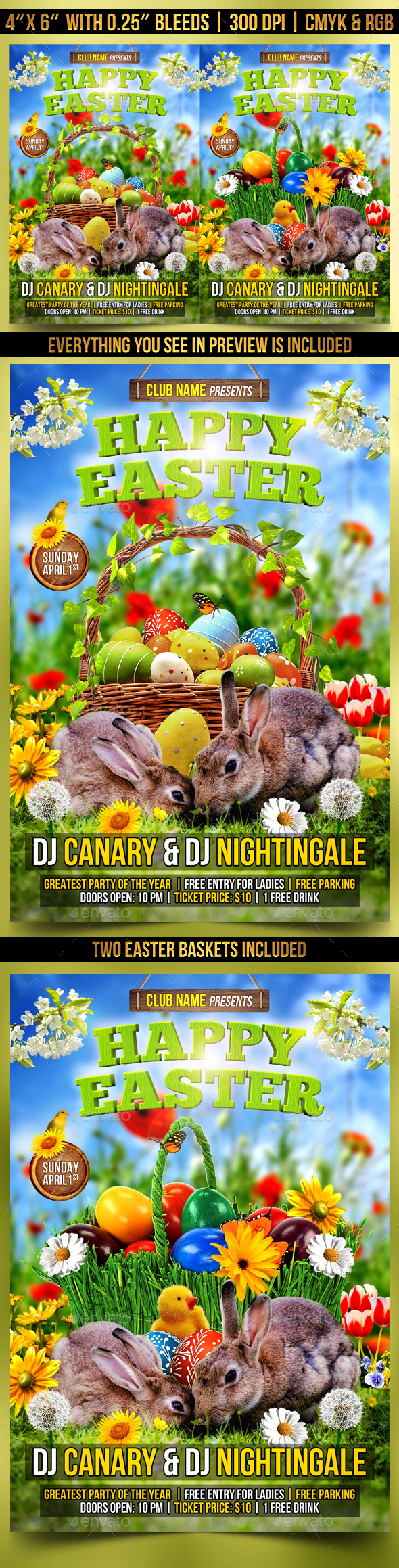 Happy Easter Flyer Template - Clubs & Parties Events