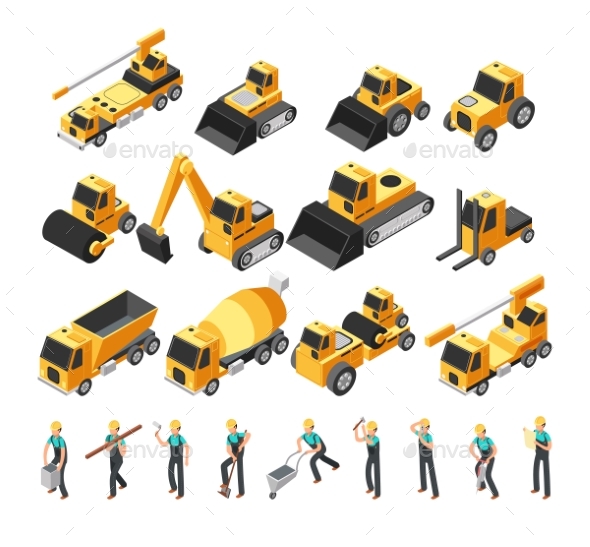 Isometric Construction Workers - Man-made Objects Objects