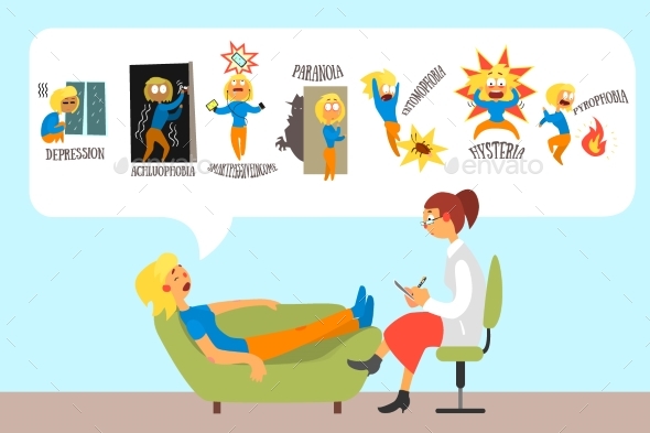 Woman Talking with Psychotherapist About Problems - Health/Medicine Conceptual