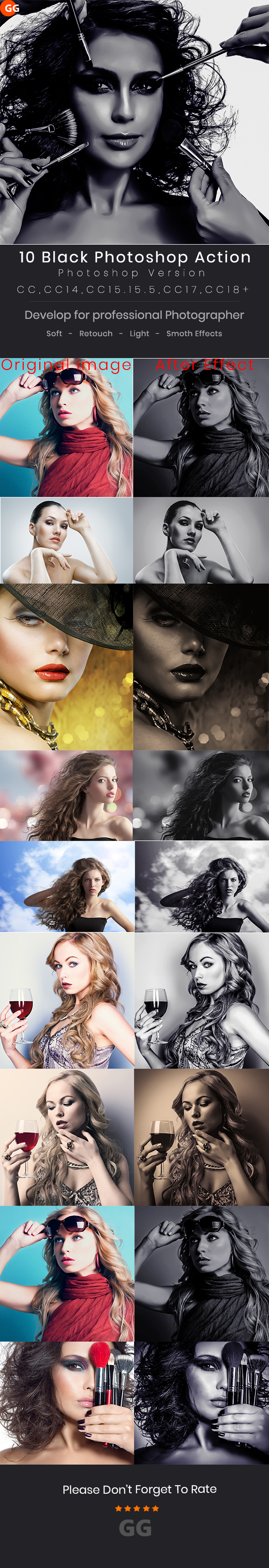 10 Dark Black Photoshop Action - Photo Effects Actions