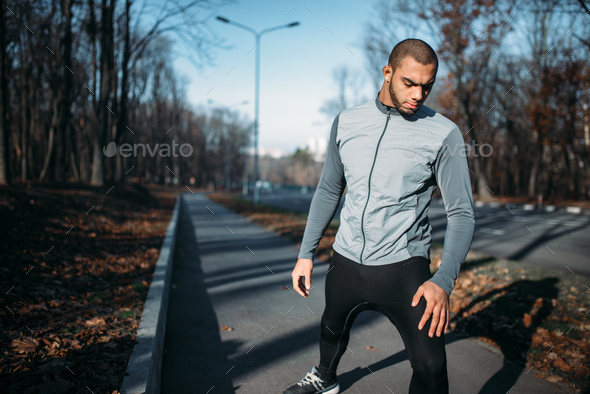 Male jogger on fitness workout outdoors - Stock Photo - Images