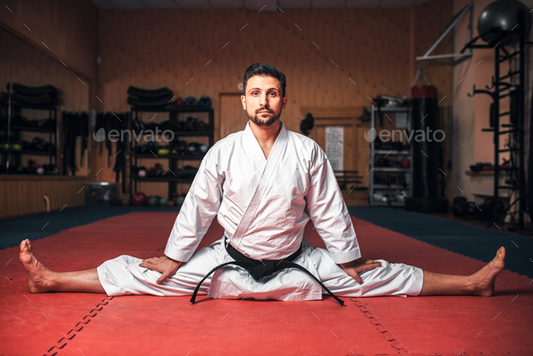 Martial arts master doing stretching exercise - Stock Photo - Images
