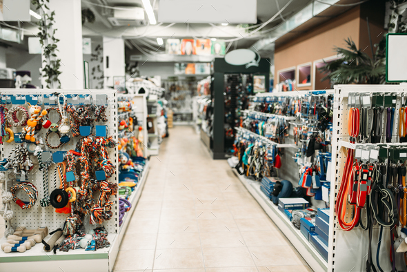 Pet shop interior, with accessories Stock Photo by NomadSoul1
