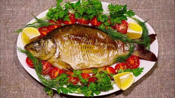 Fried Fish on a White Plate