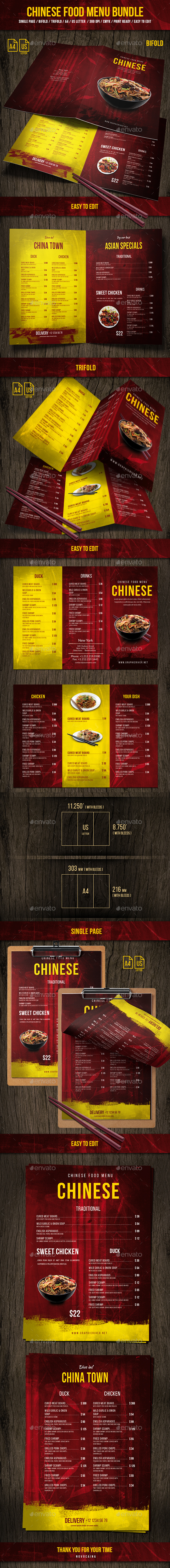 Chinese Food Menu Bundle - Food Menus Print Templates