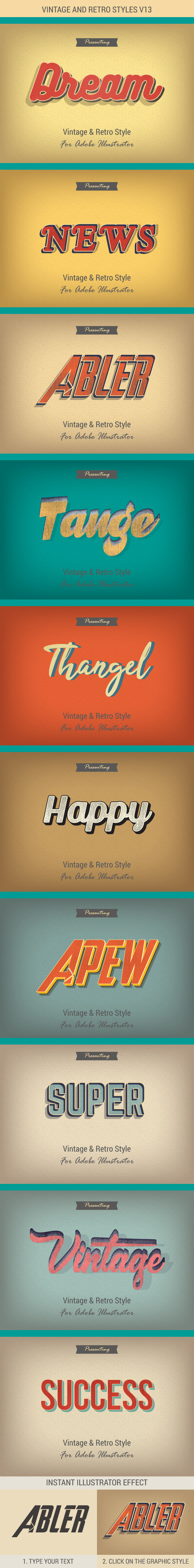 Vintage & Retro Graphic Styles for Illustrator - Styles Illustrator