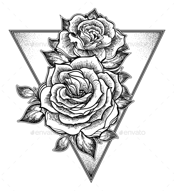 Peony or Rose Flower with Sacred Geometry Frame - Flowers & Plants Nature