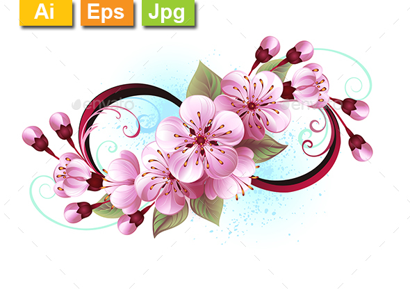 Infinity with Sakura Blossom - Tattoos Vectors