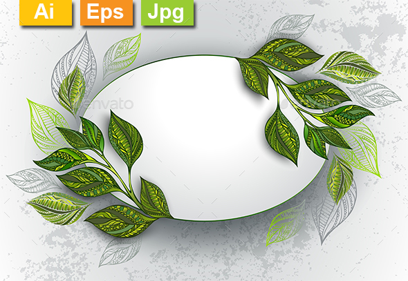 Oval Banner with Tea Leaves - Borders Decorative