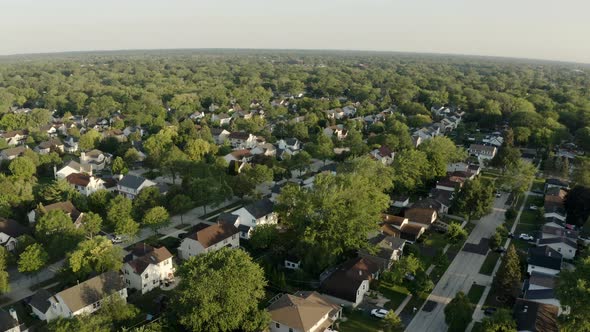 Abowe Aerial Drone View of Real Estate in American Suburb at Summer Time alt