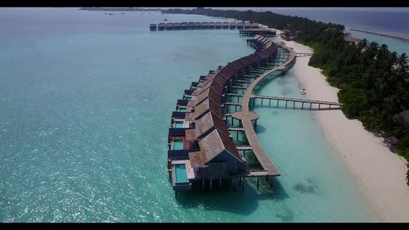 Aerial sky of perfect bay beach wildlife by blue water with white sand background of a dayout near r alt