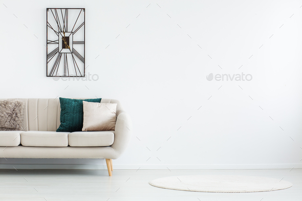 Round rug in empty room - Stock Photo - Images