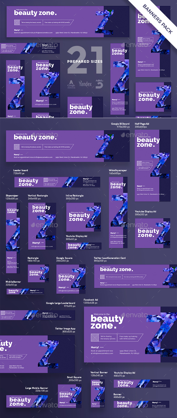 Beauty Zone Banner Pack - Banners & Ads Web Elements