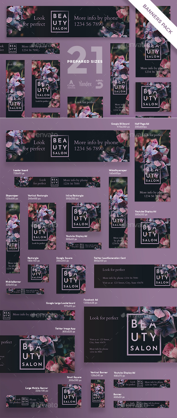 Beauty Salon Banner Pack - Banners & Ads Web Elements