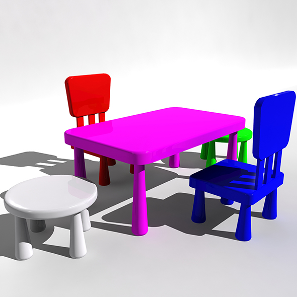 Kids Chair Table - 3Docean 21581987